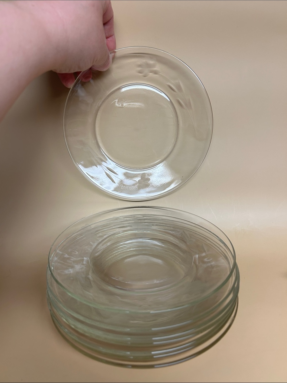 Vintage Clear Glass Dessert Plates - Set of 8